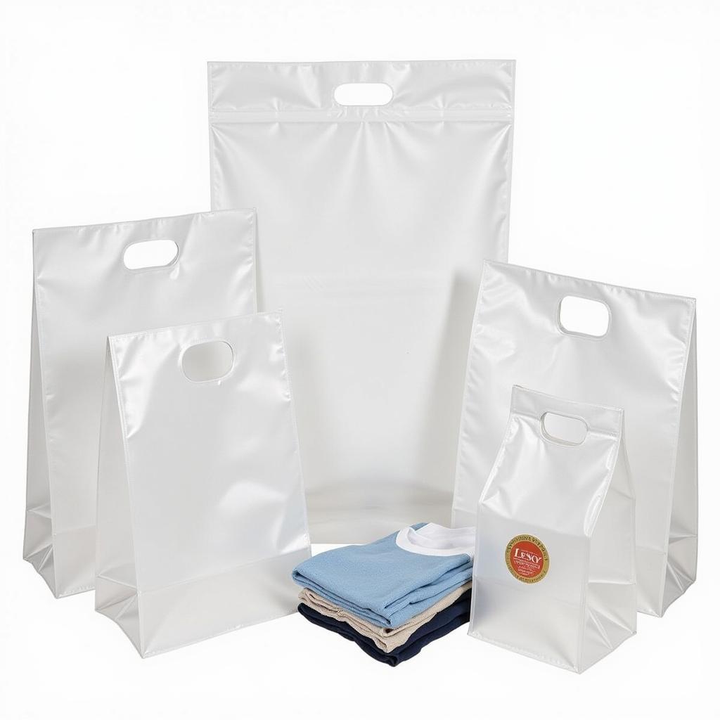 Clear plastic bags with handles in various sizes