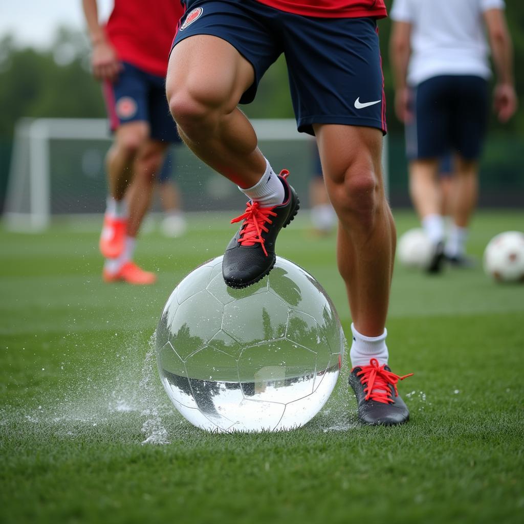 Frenkie de Jong dribbling a clear water ball