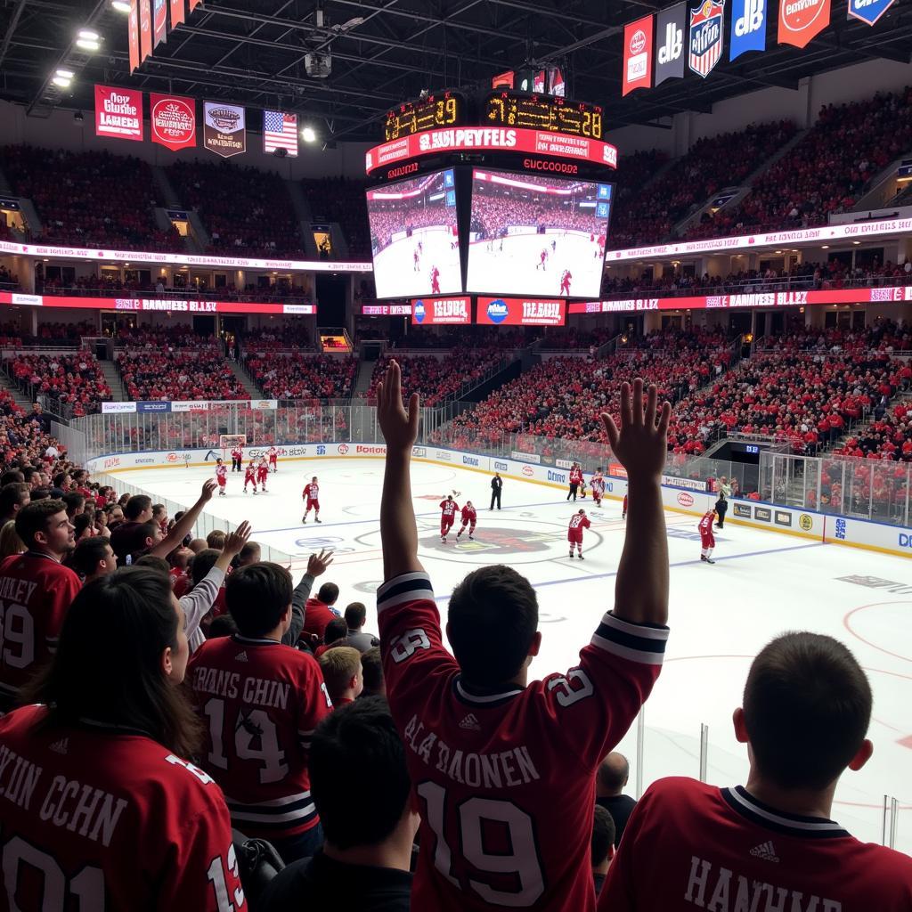 Crowds cheering at the Cleveland Rock 'n' Roll Hockey Tournament