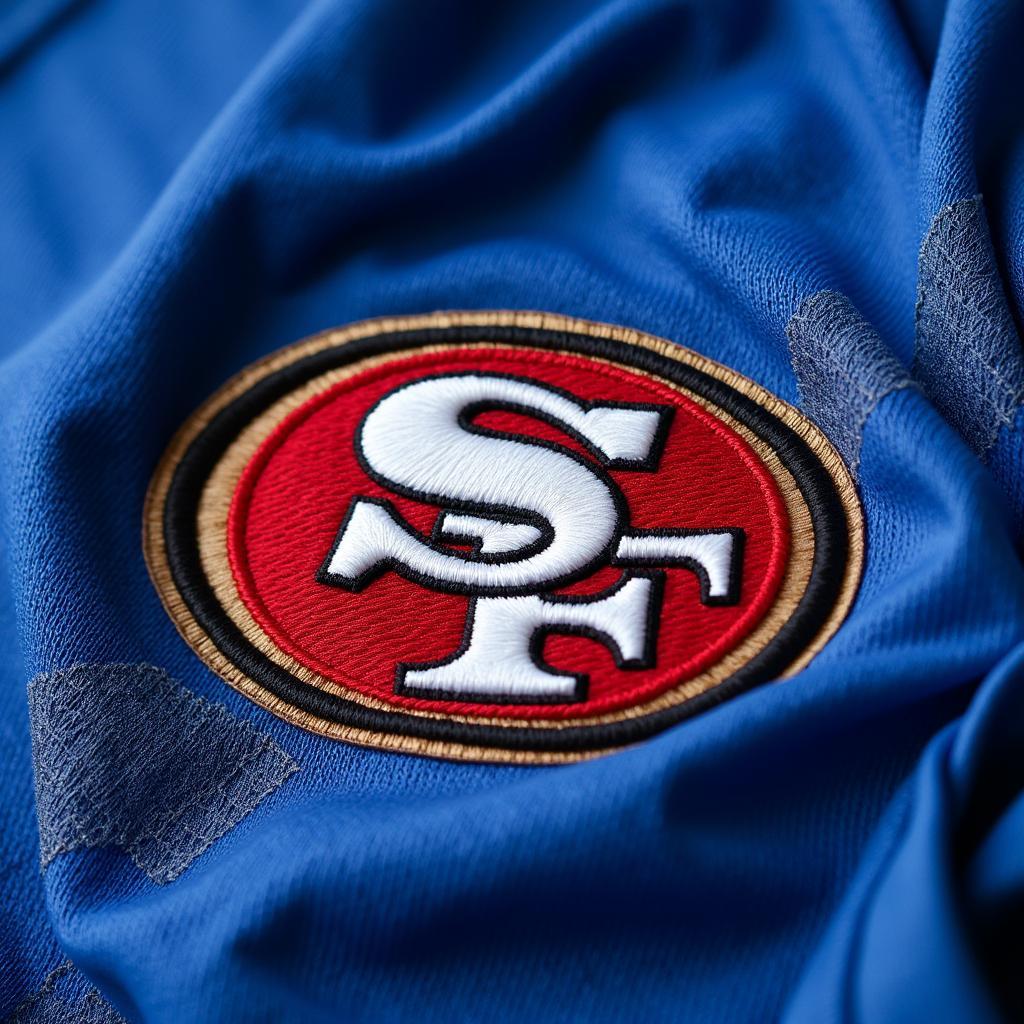 Detailed View of 49ers Logo on Blue Jersey