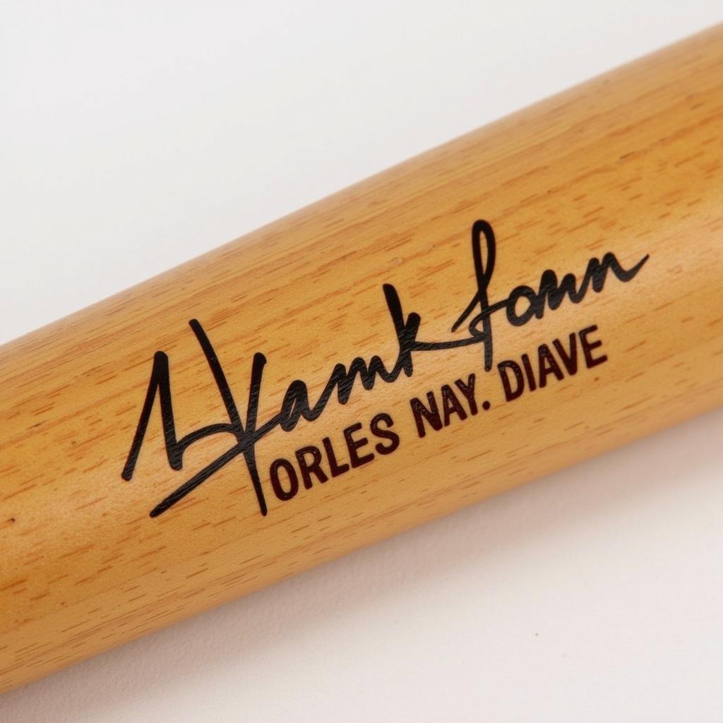 Close-Up: Hank Aaron Signature on Baseball Bat