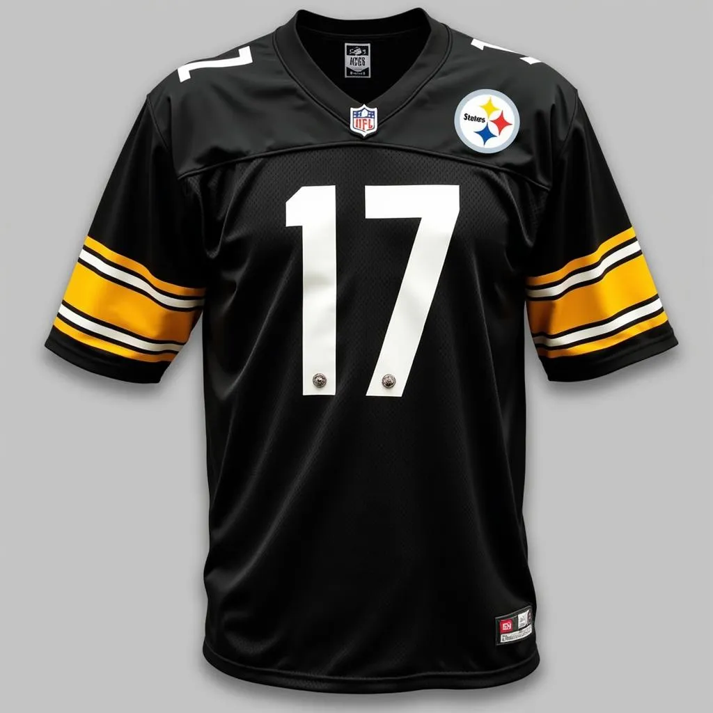 Close-up of Joe Gilliam's Steelers jersey, highlighting the number 17