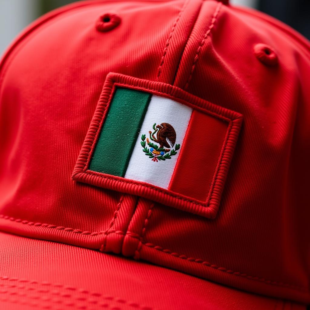 Detailed View of a Red Mexico Baseball Hat