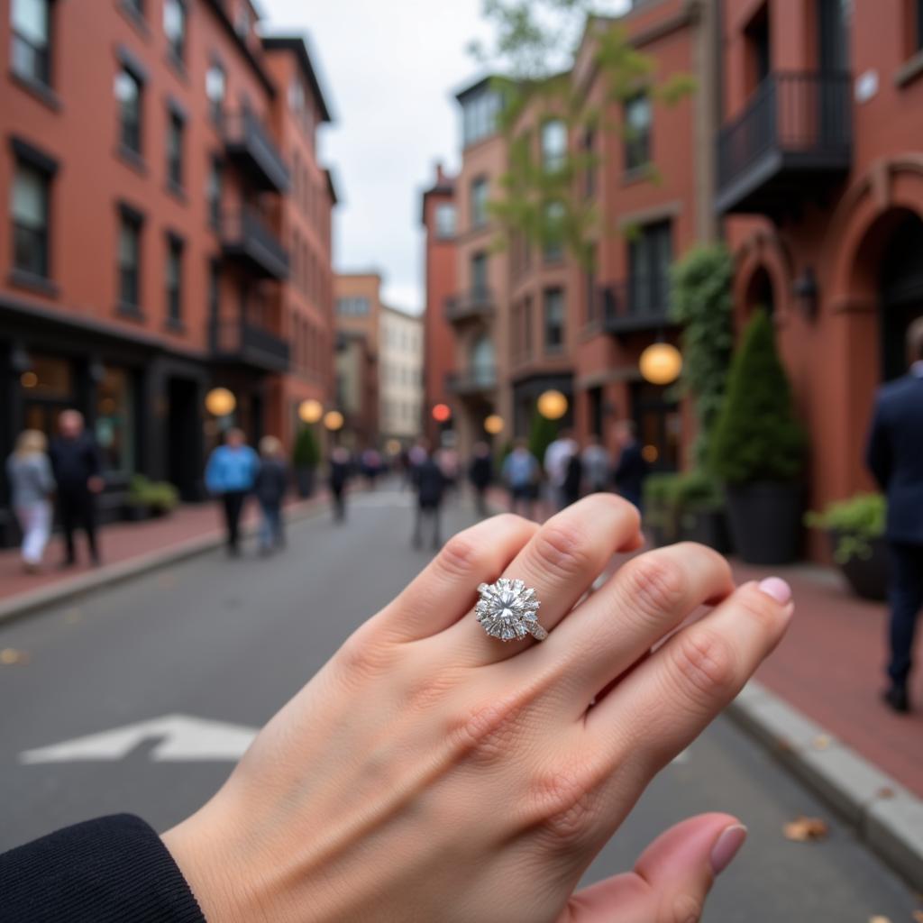 Close-Up of Engagement Ring Being Presented During a Boston Proposal