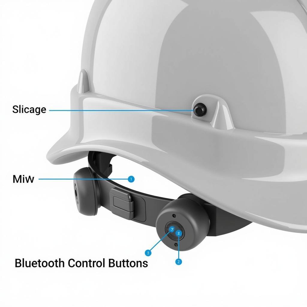 Close-up of a hard hat with Bluetooth speakers and charging port