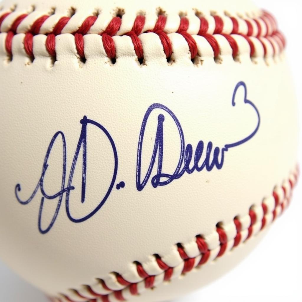 Close-up of JD Drew's Signature on a Baseball