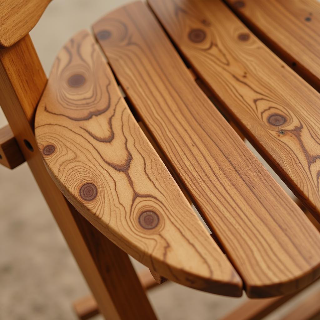 Close up of wood grain on a folding chair