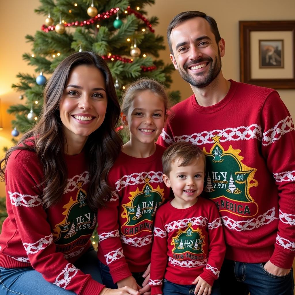 Club America Christmas Sweater Family Photo