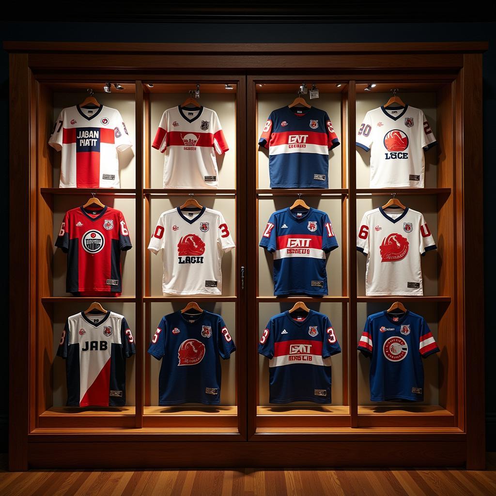 A curated collection of Japan special edition jerseys displayed in a dedicated room.