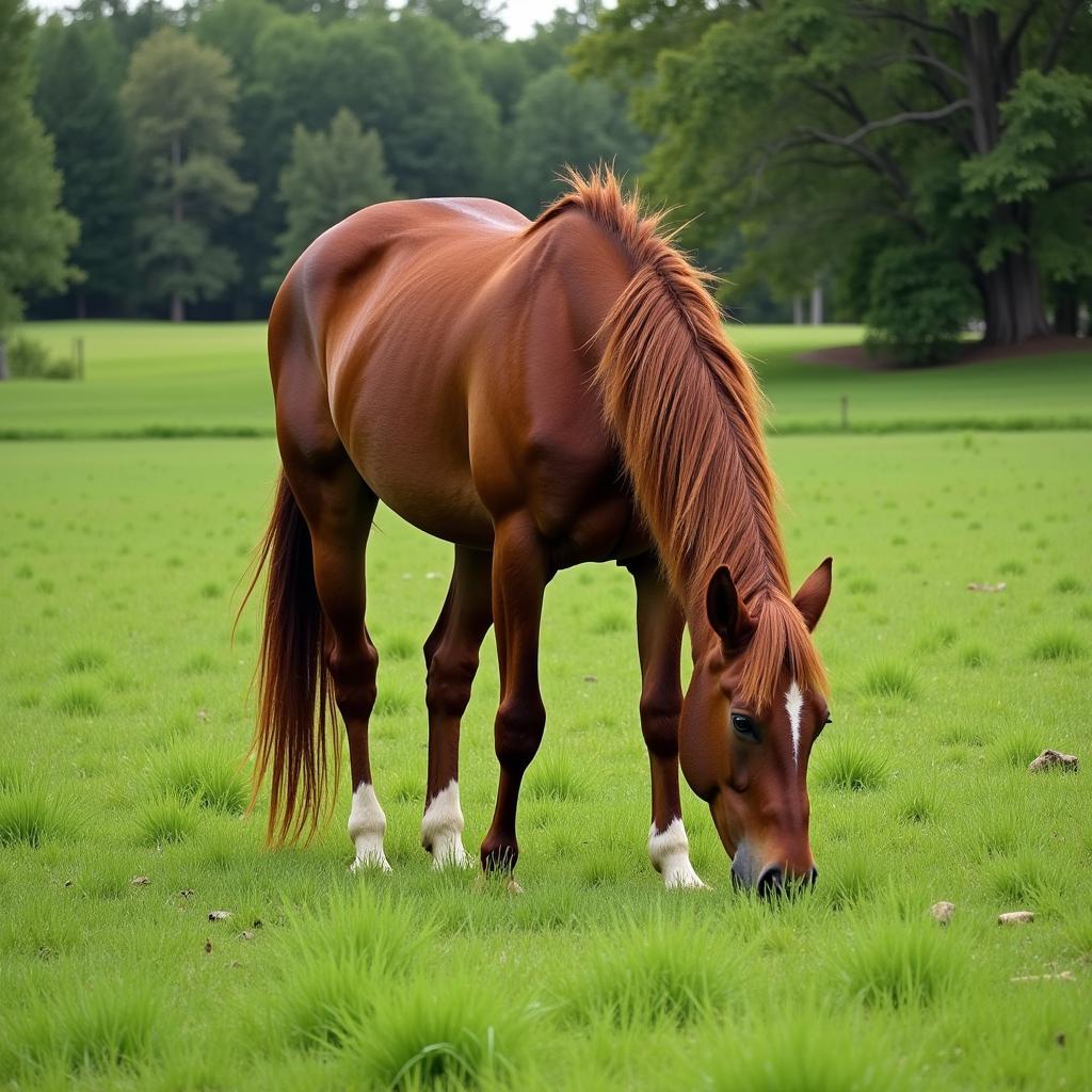 Colorado Ranger Horse Grazing in Pasture