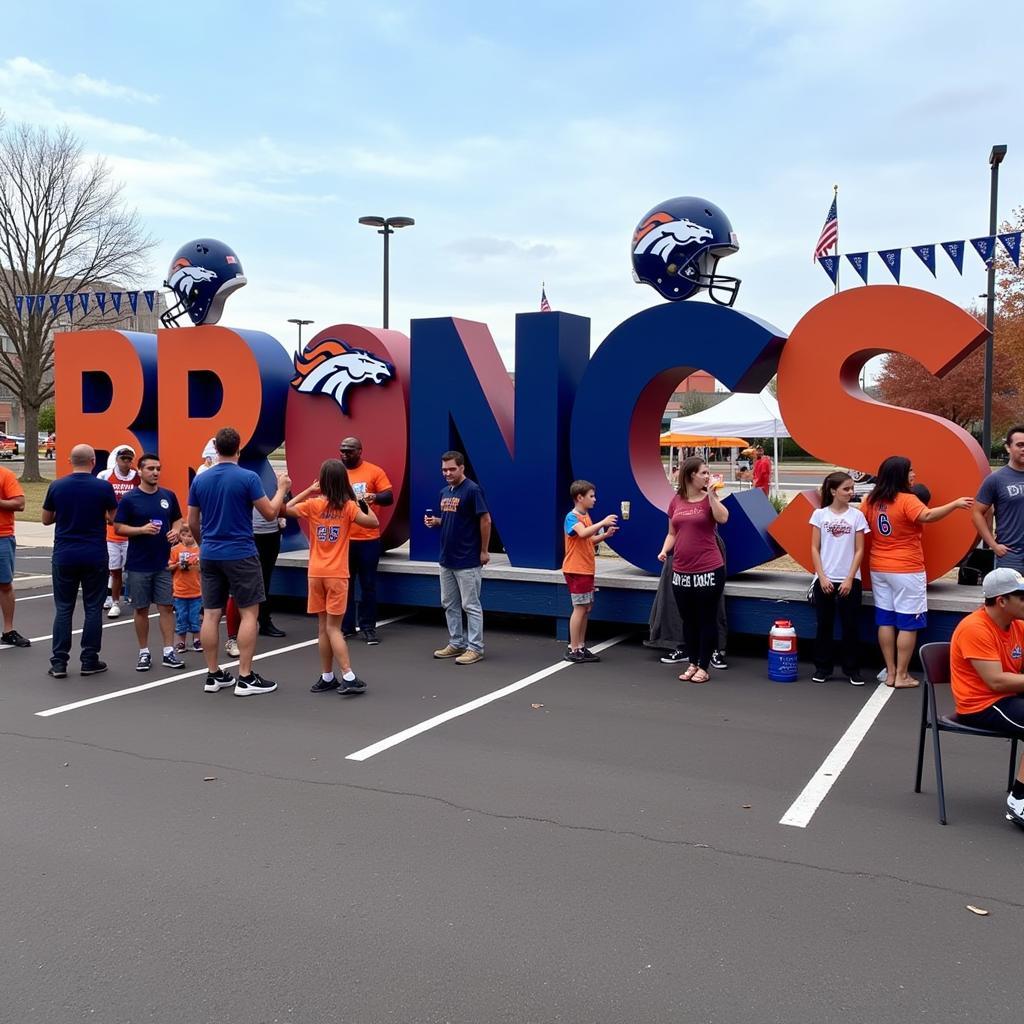 Colorado tailgate letters spelling out "BRONCOS"