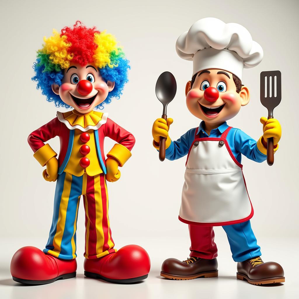 Colorful Carnival Costumes: Clown and Chef