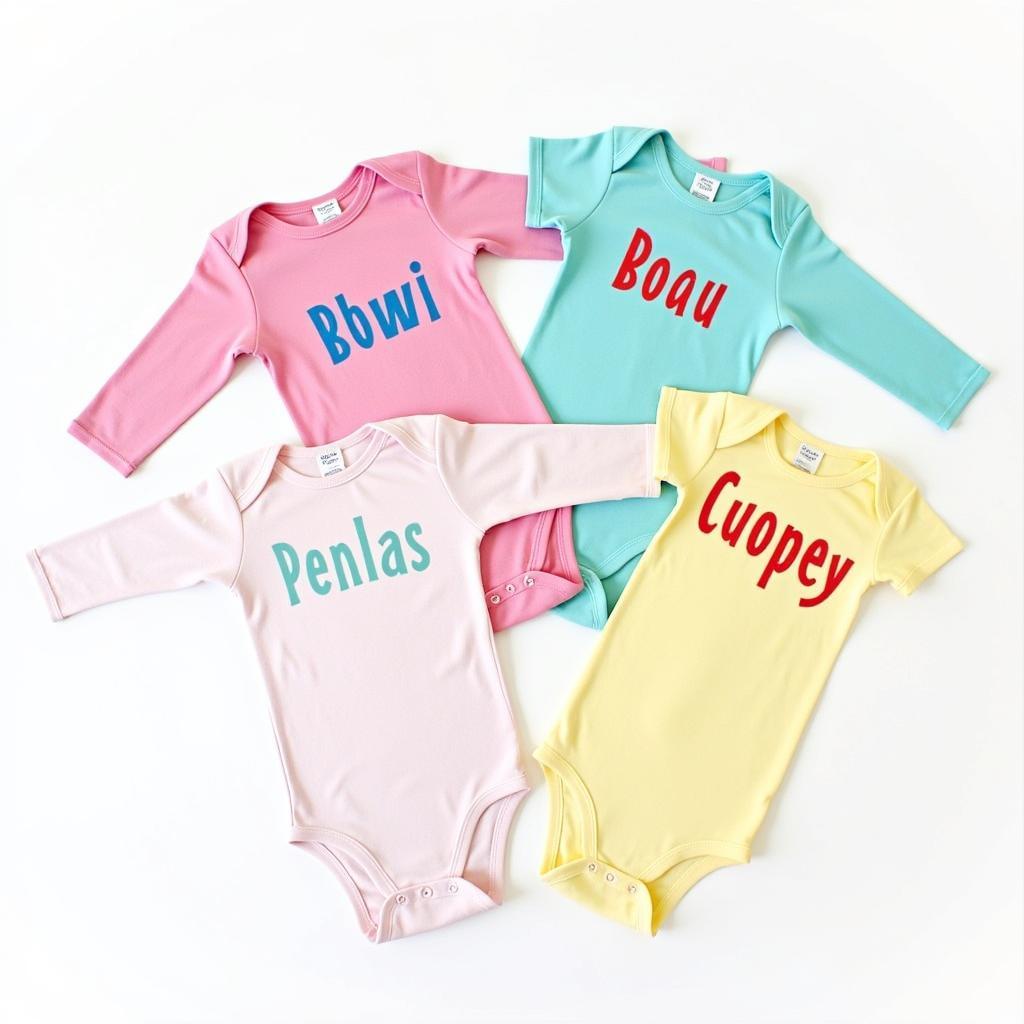 Colorful Printed Name Onesies with Different Fonts