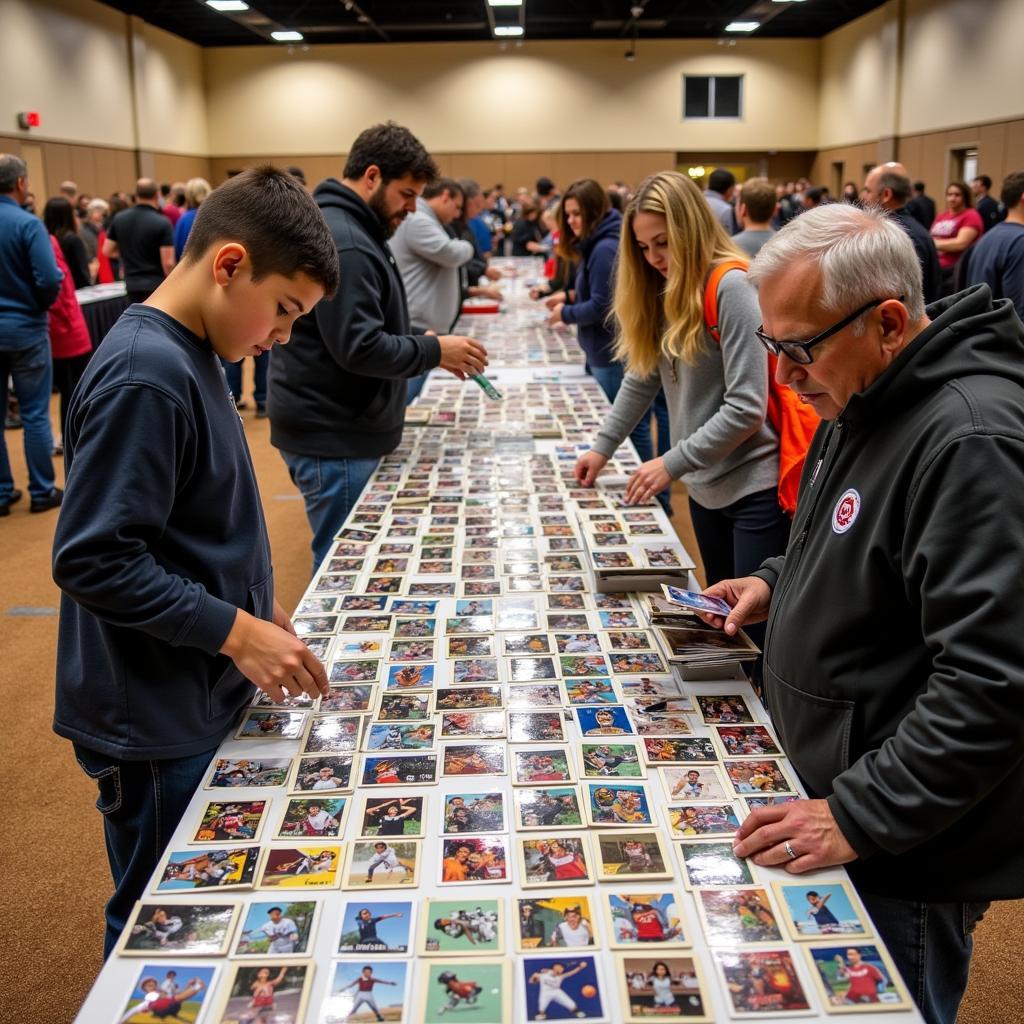 Attendees browsing sports cards at a show in Columbus, Ohio