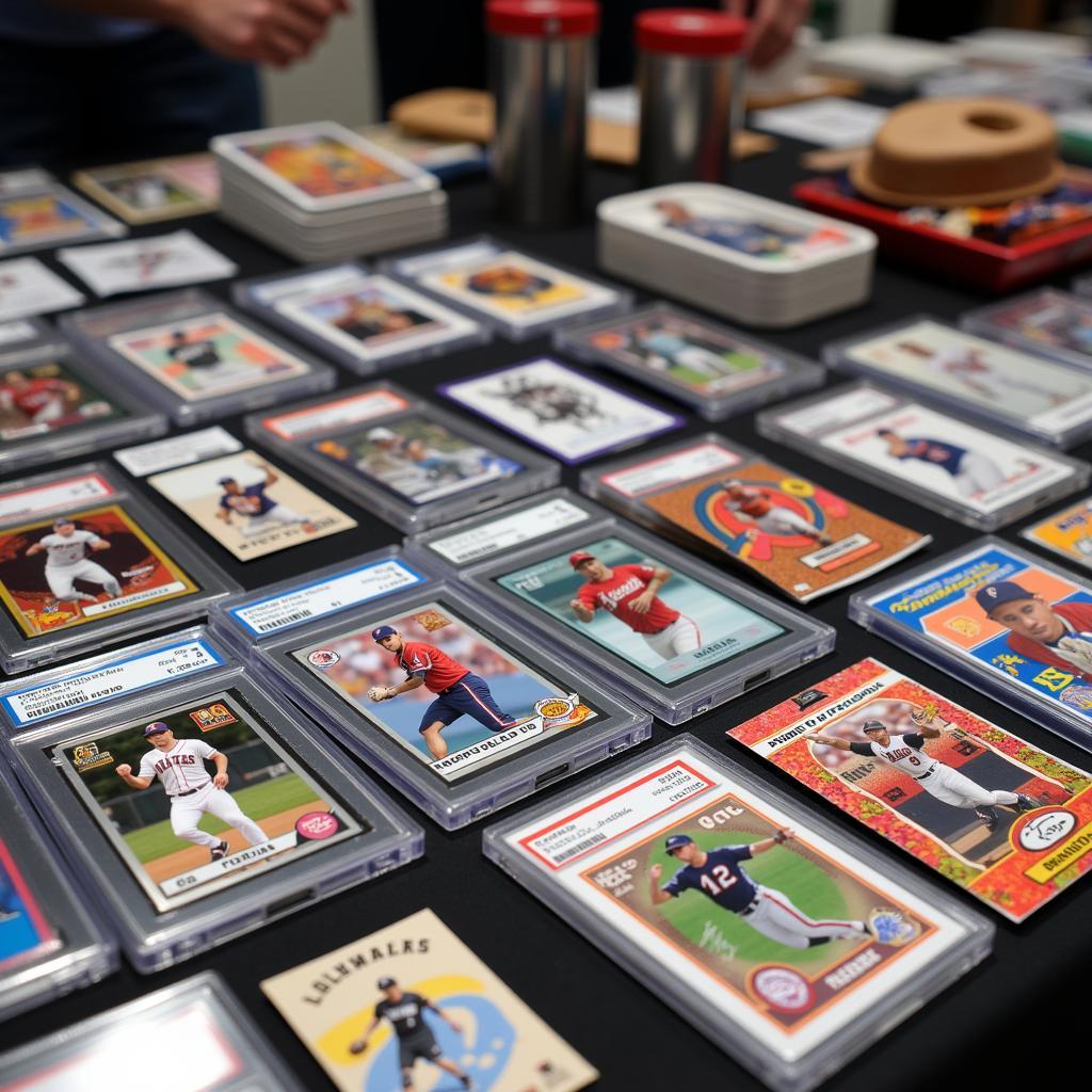 Vendor showcasing a diverse collection of sports cards in Columbus, Ohio