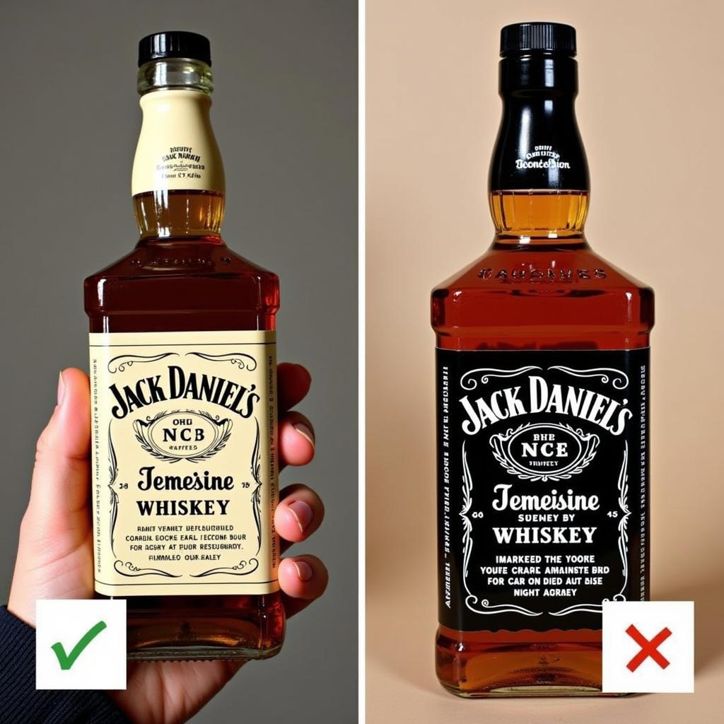 Comparison of Genuine and Counterfeit Jack Daniels Bottles