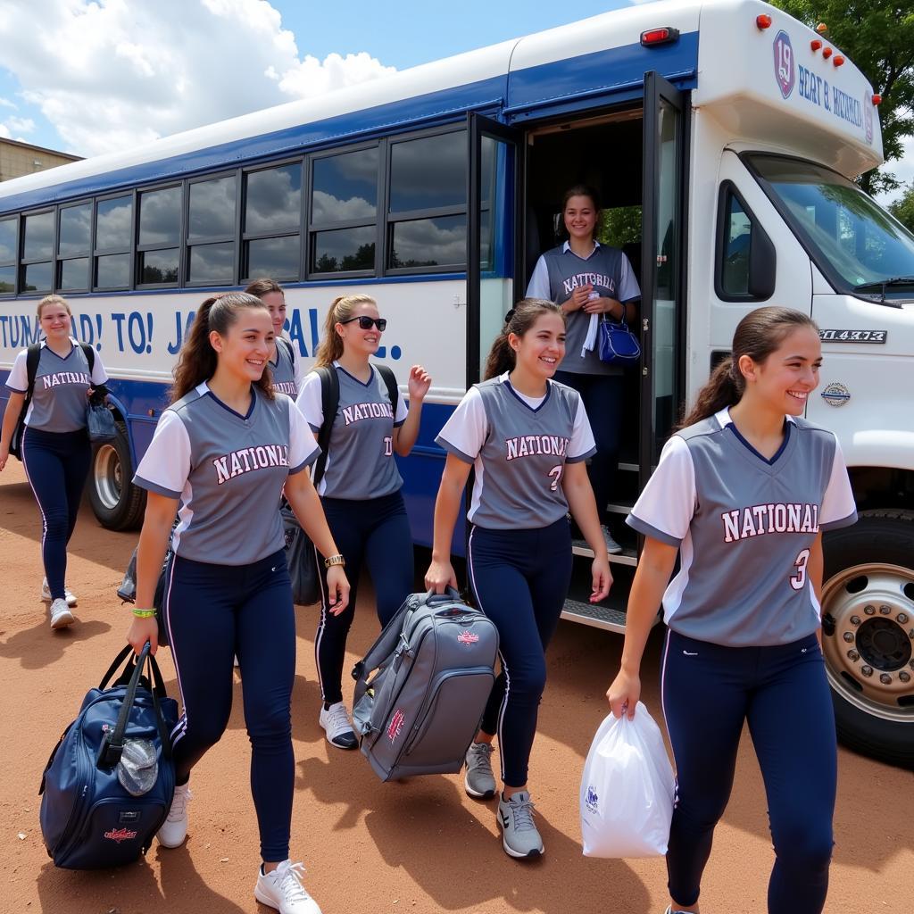 Competitive Softball Team Traveling for Tournament