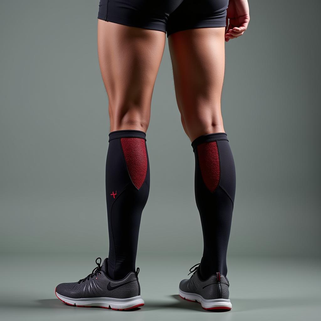 Compression leg sleeves promoting muscle recovery