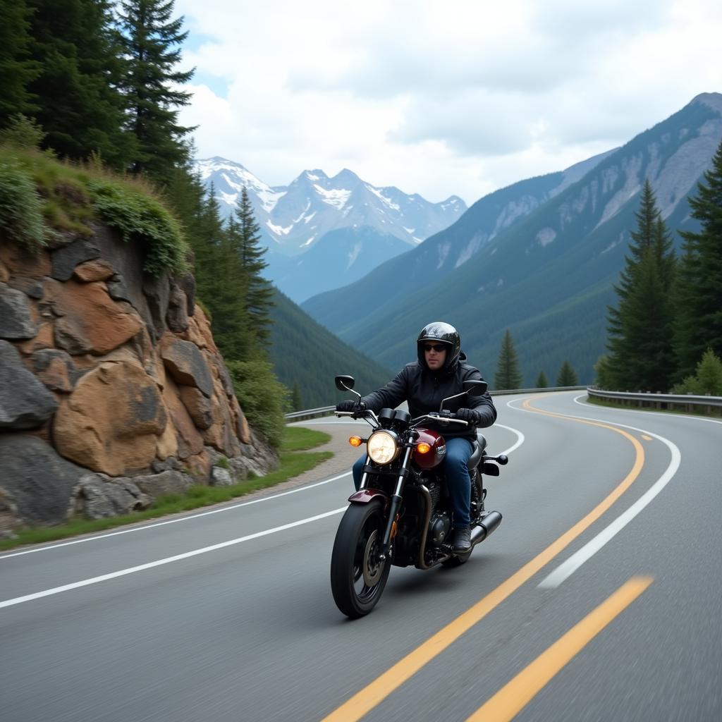 Motorcyclist enjoys the open road with confidence