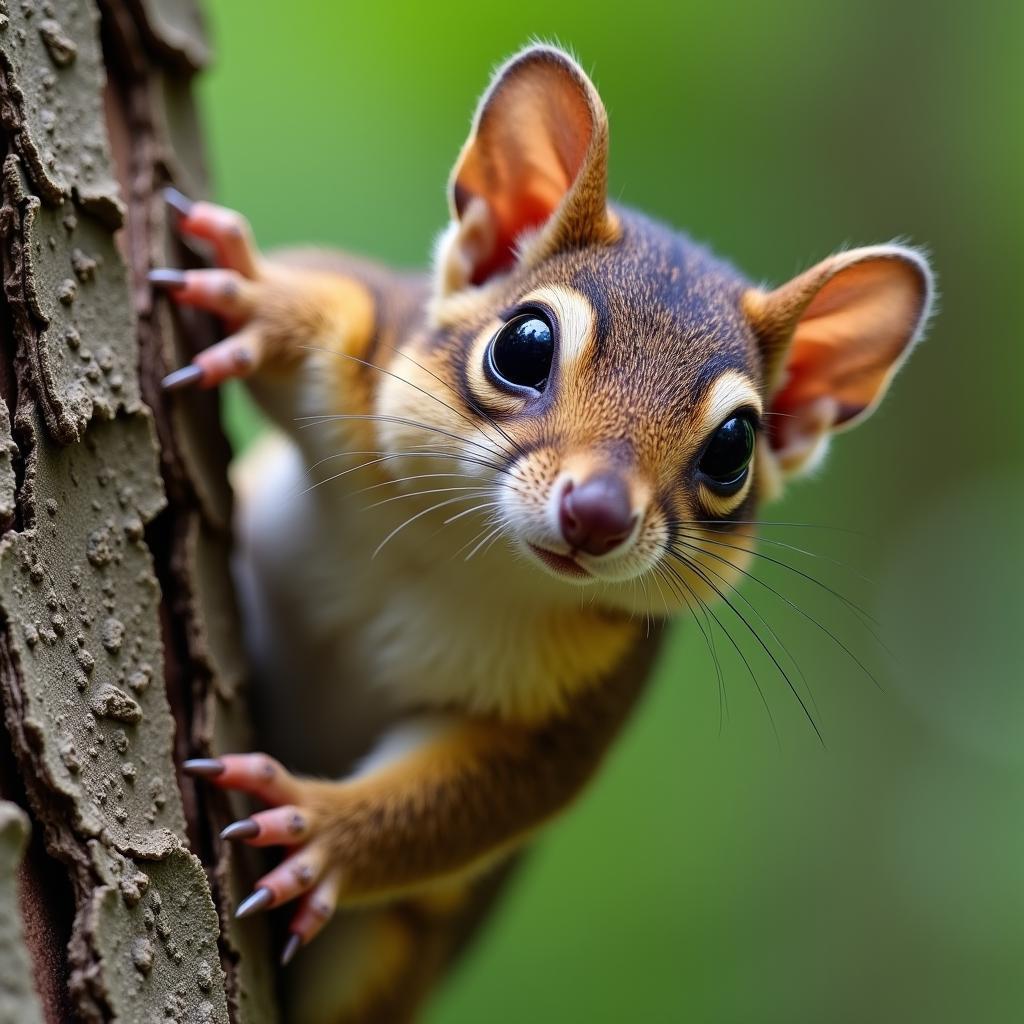 Connecticut flying squirrel perched on a branch