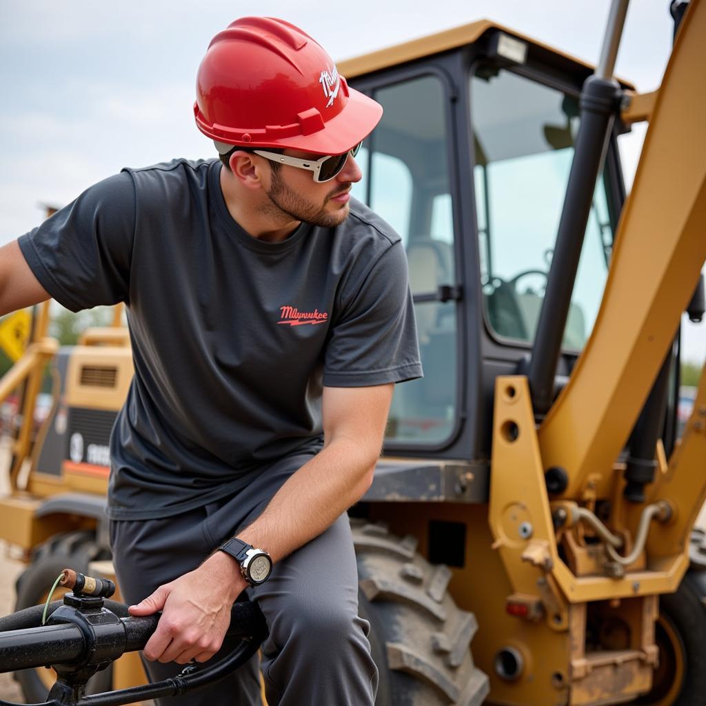 Construction Worker Wearing Milwaukee Performance Gear