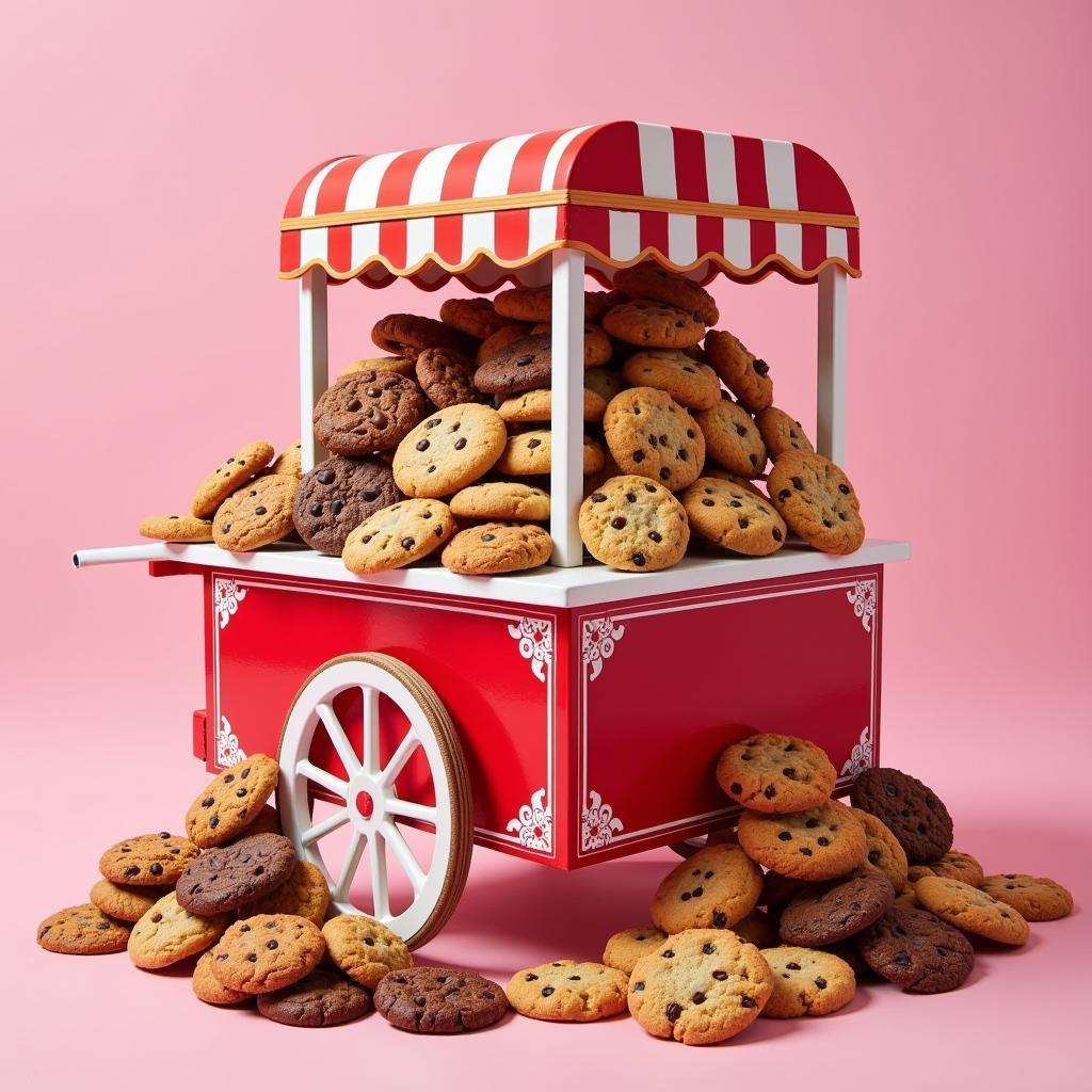 Delicious variety of cookies on a triple scoop cart