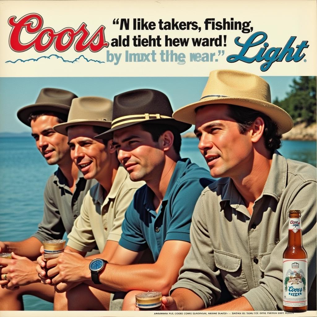 Men wearing Coors hats in a vintage advertisement