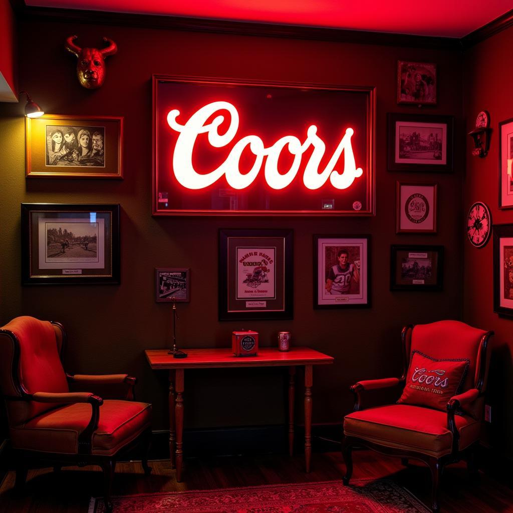 Coors LED Sign in a Man Cave