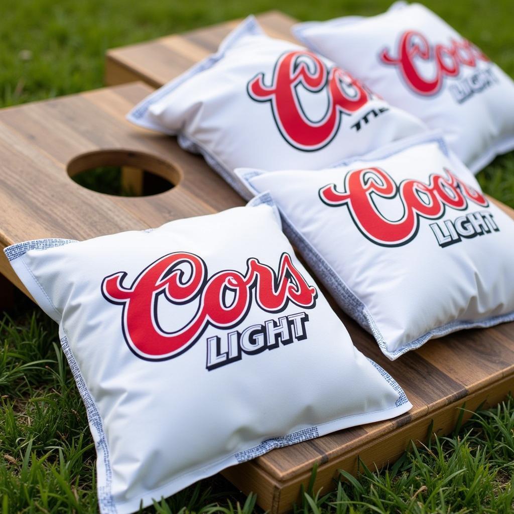 Coors Light cornhole bags with a sleek and stylish design