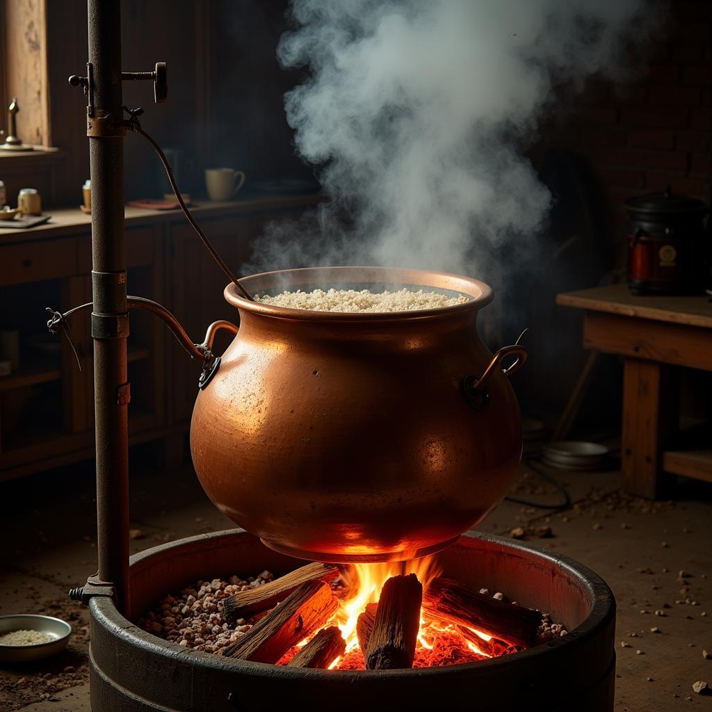 Copper Pot in a Moonshine Still