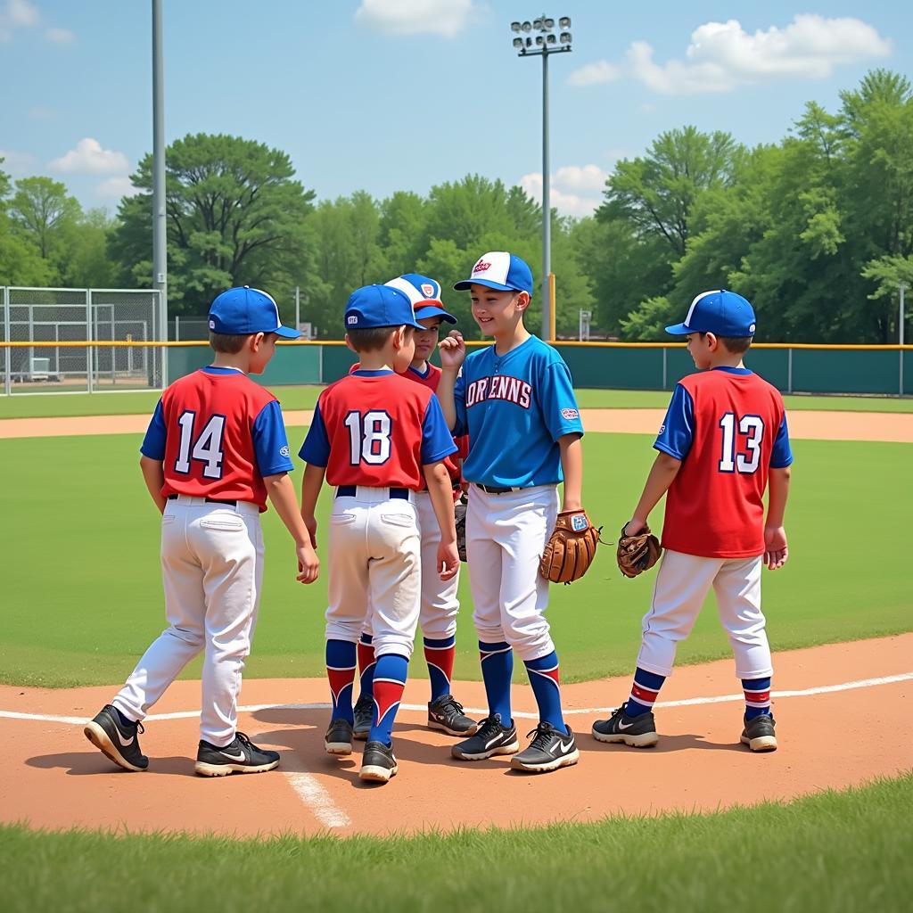 Kids playing baseball on a field