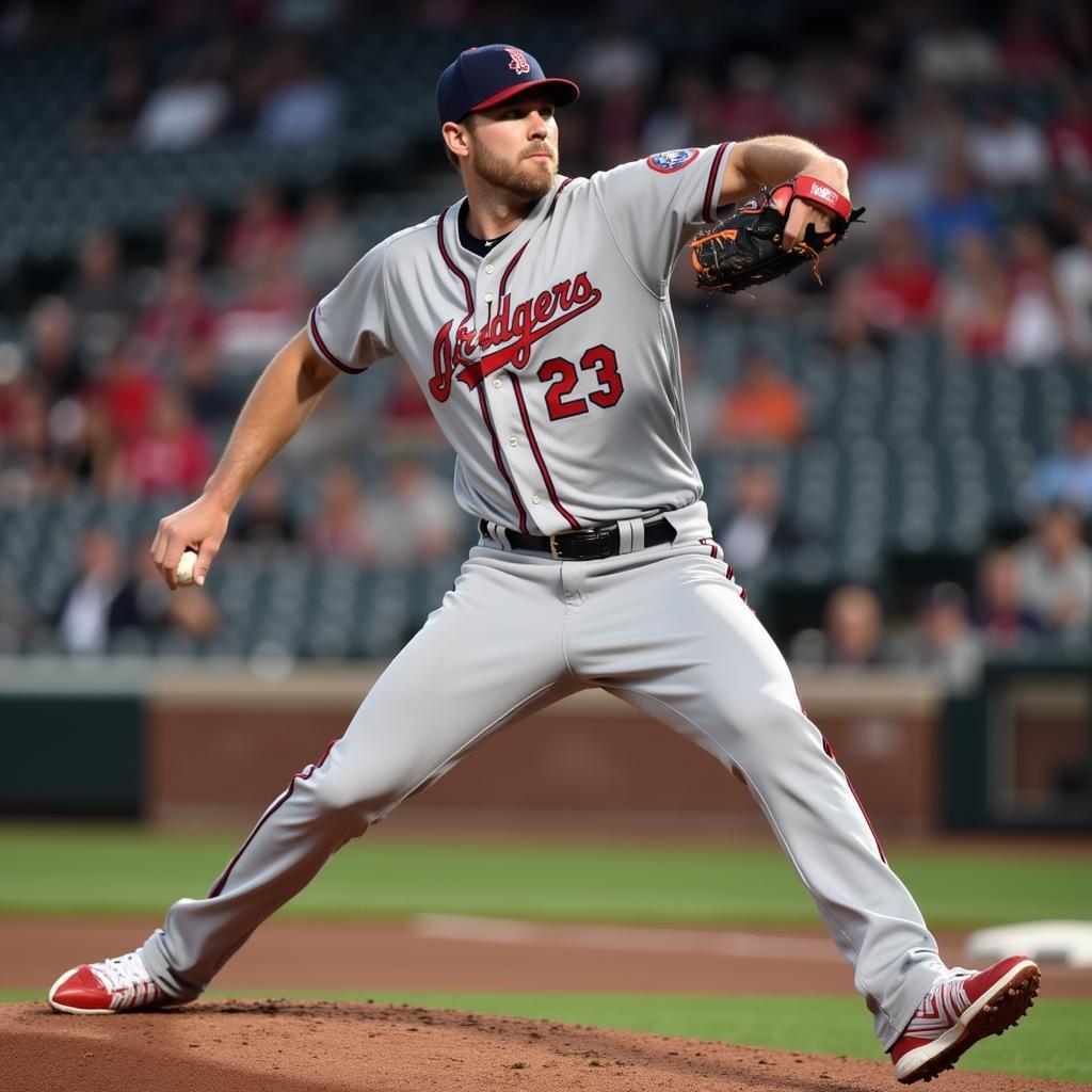 Corey Kluber pitching in a game