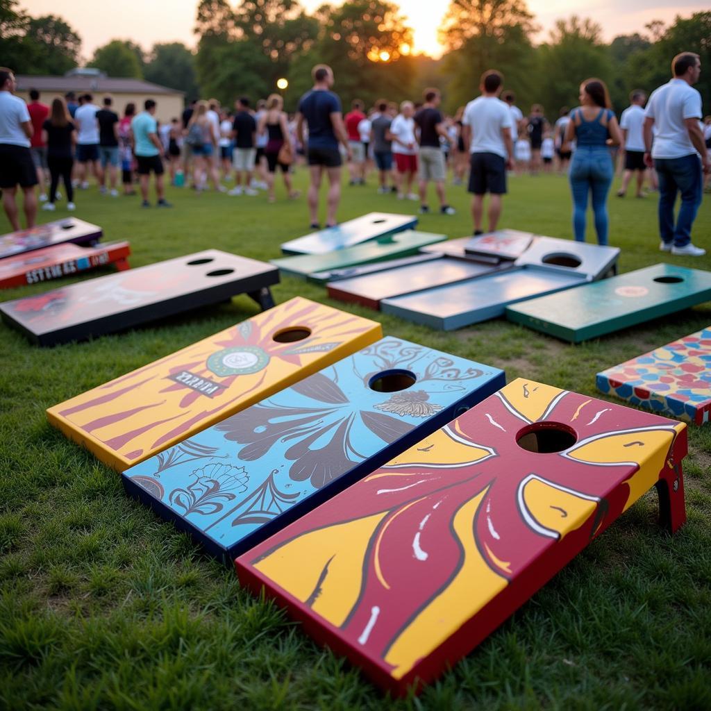 Corn Hole Tournament with Custom Wrapped Boards