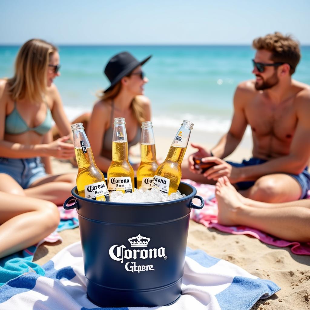 Corona Beer Bucket Gift Set at the Beach