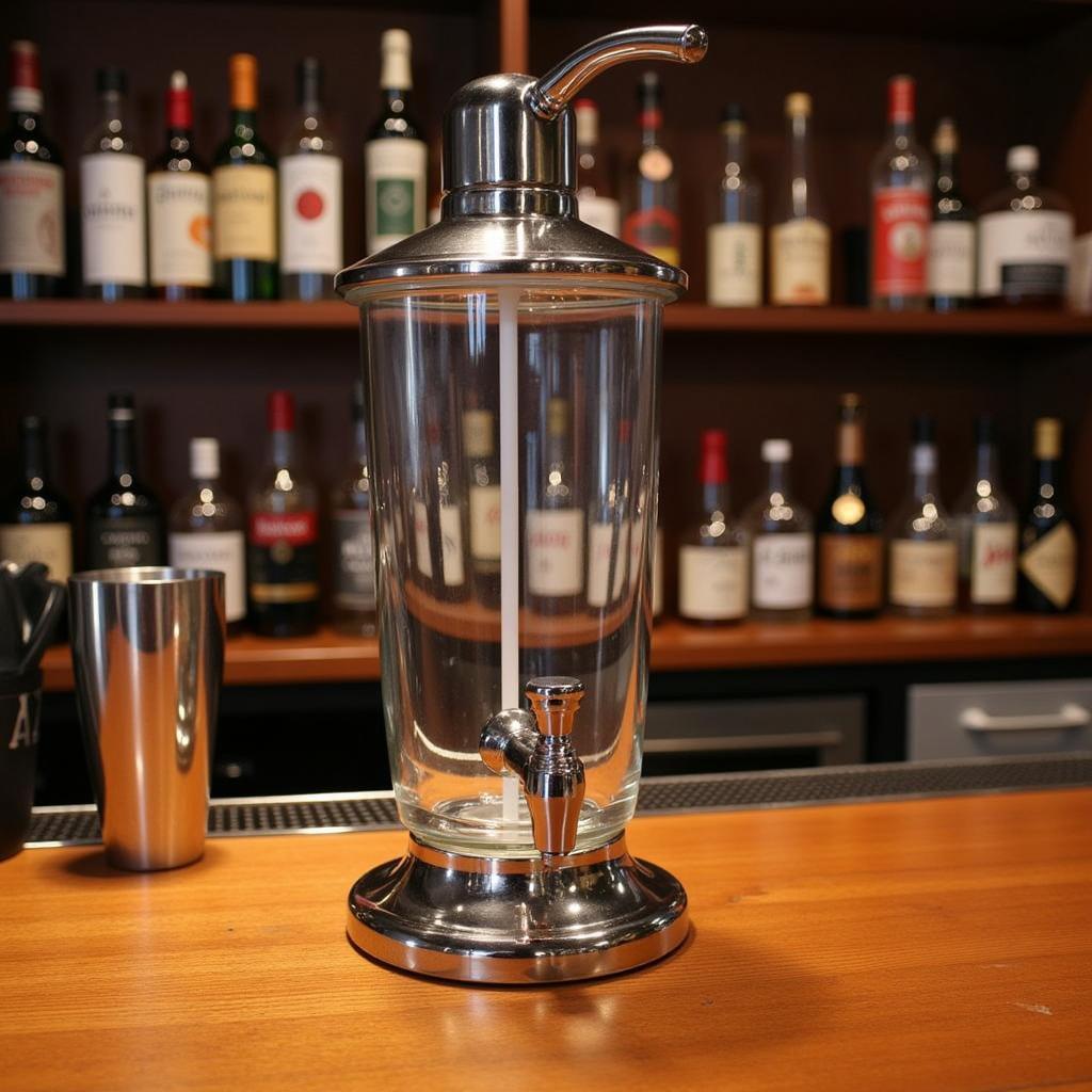 Countertop alcohol pump dispenser in a home bar