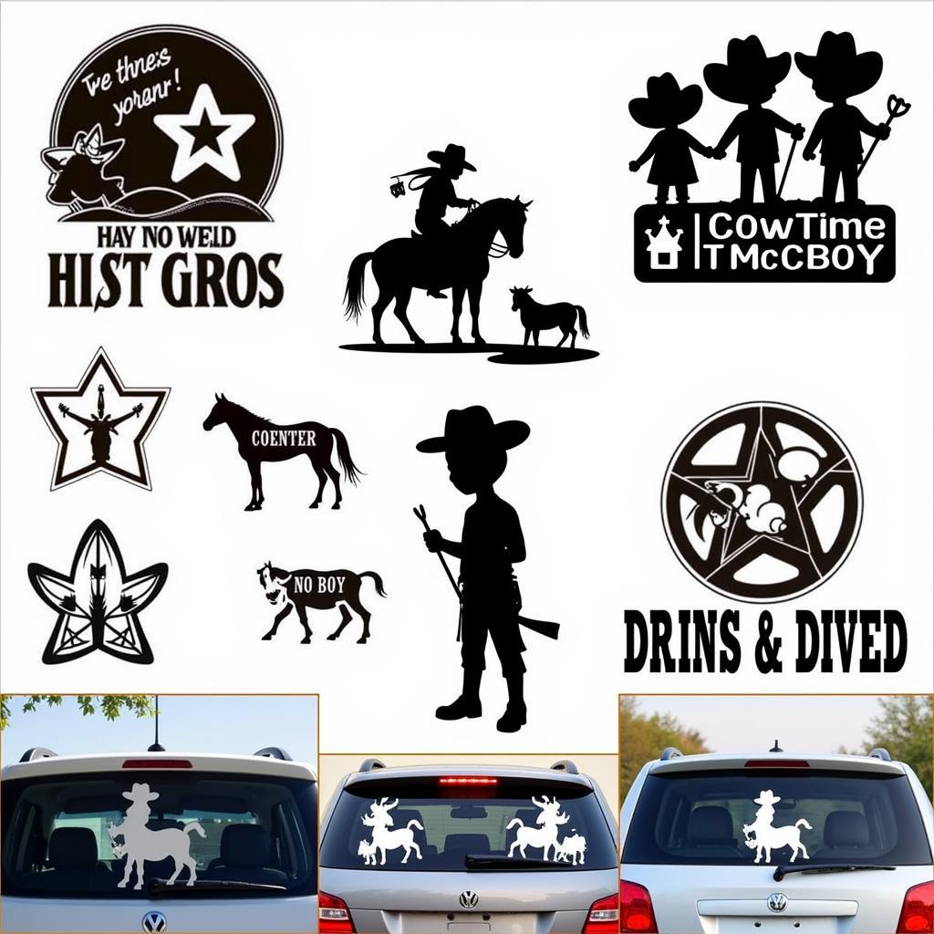 Variety of Cowboy Car Stickers