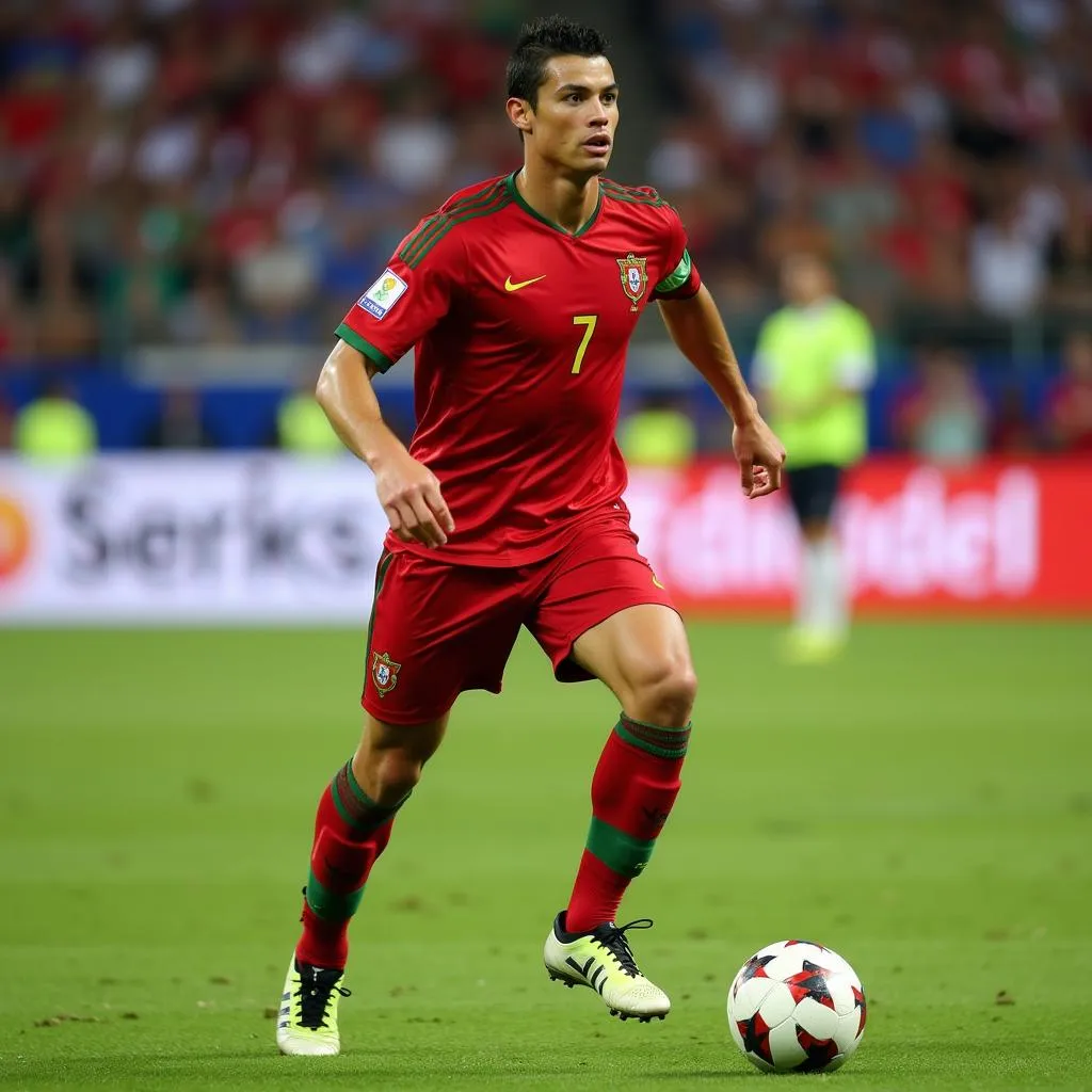 Cristiano Ronaldo Wearing Uniforme Portugal 2010