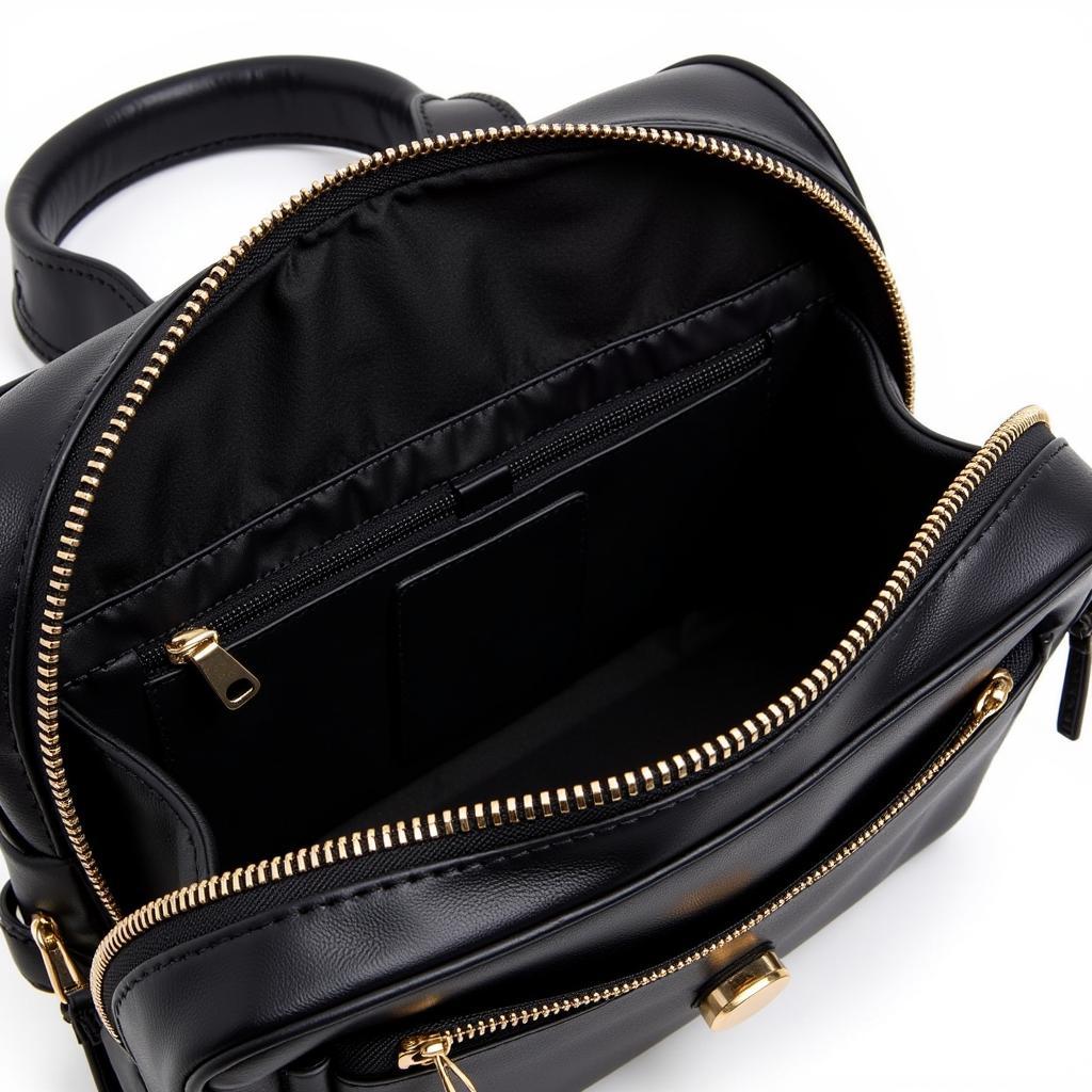 A sleek black crossbody diabetes handbag