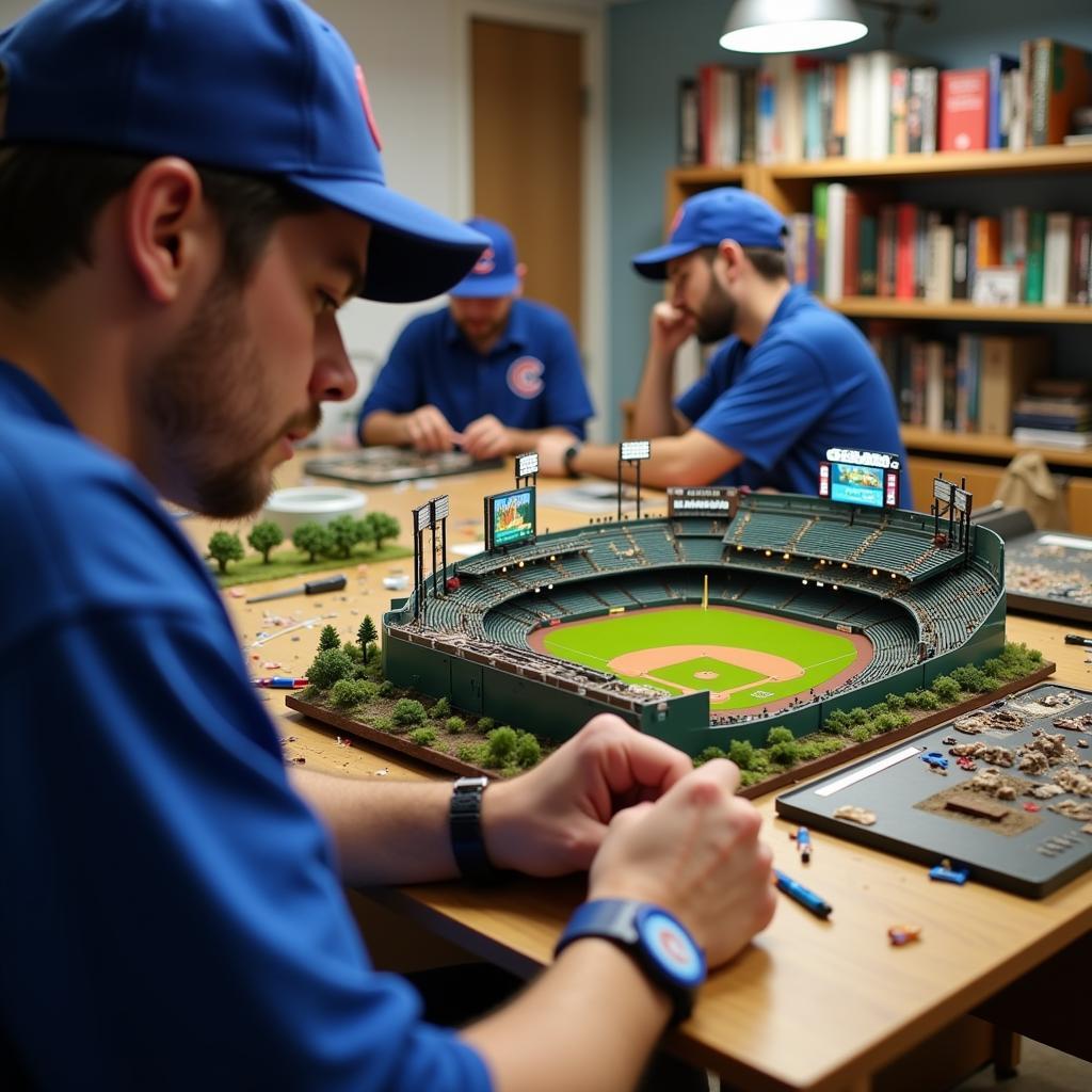 Cubs Fan Crafting a Wrigley Field Model