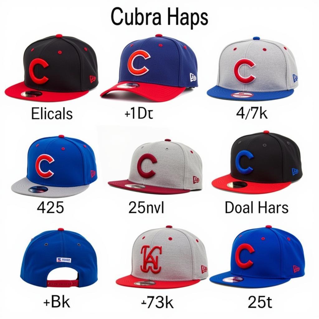 Different styles and colors of Cubs hats