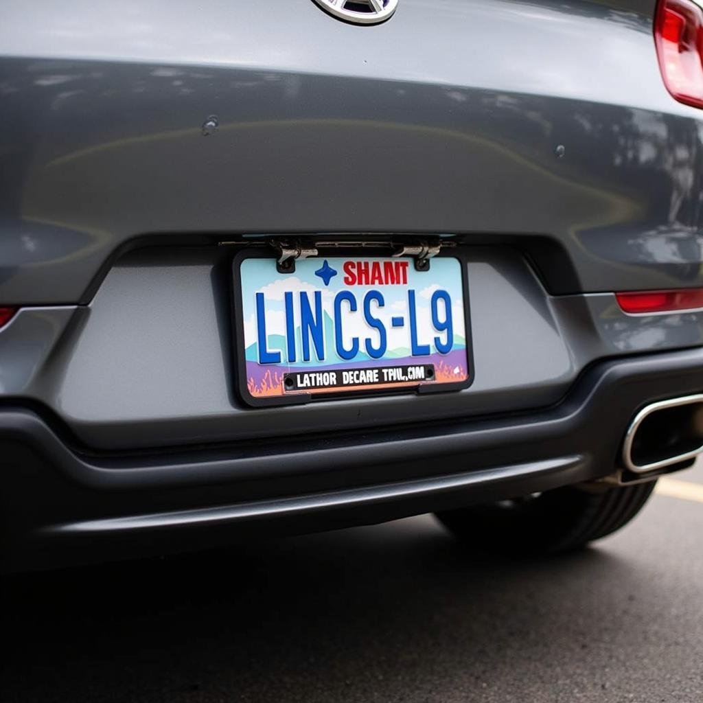 Curtain license plate displayed on a car