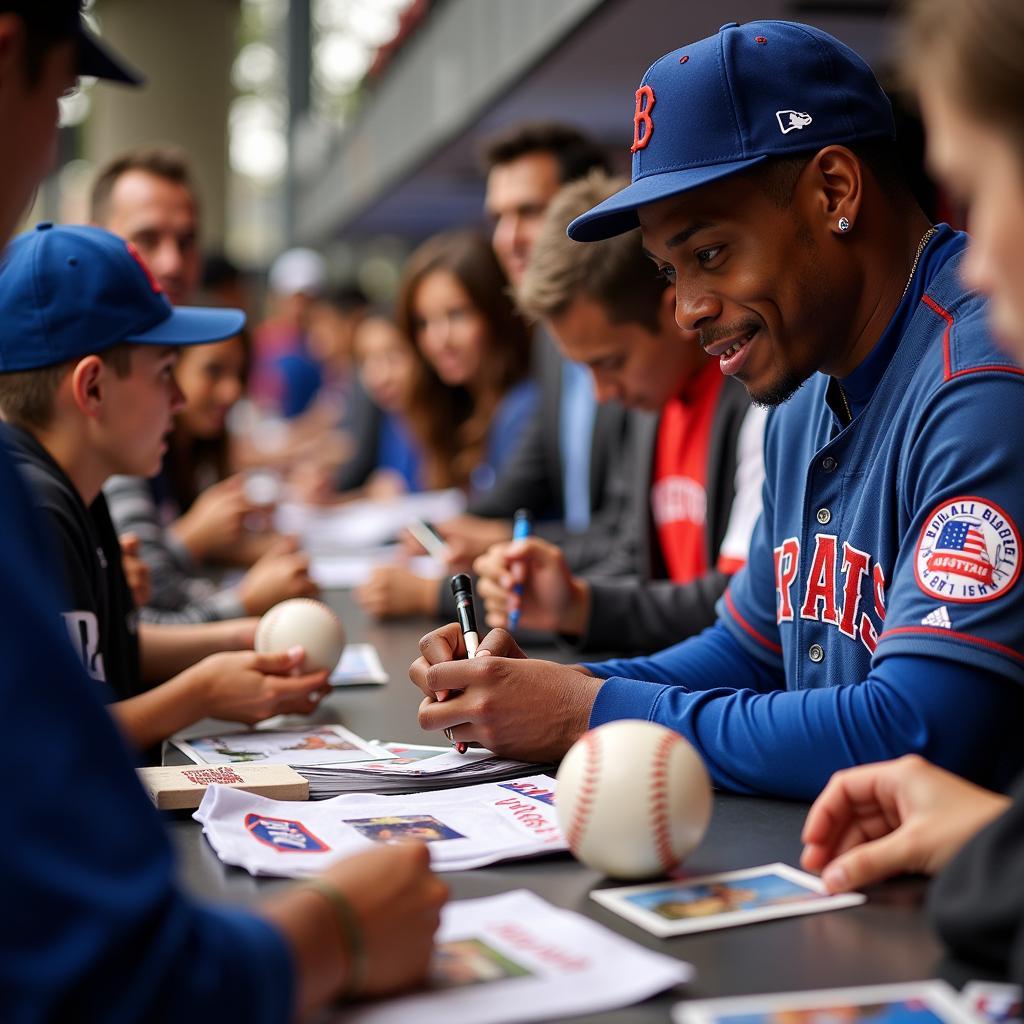 Curtis Granderson signing autographs for fans