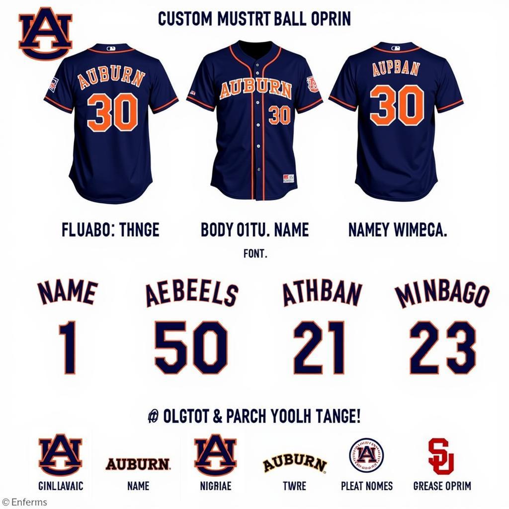 Custom Auburn Youth Baseball Jersey Options