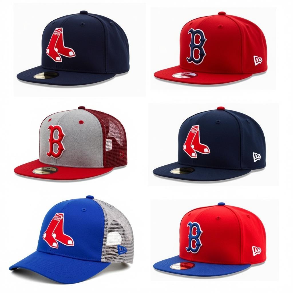 Different styles of custom Boston Red Sox hats