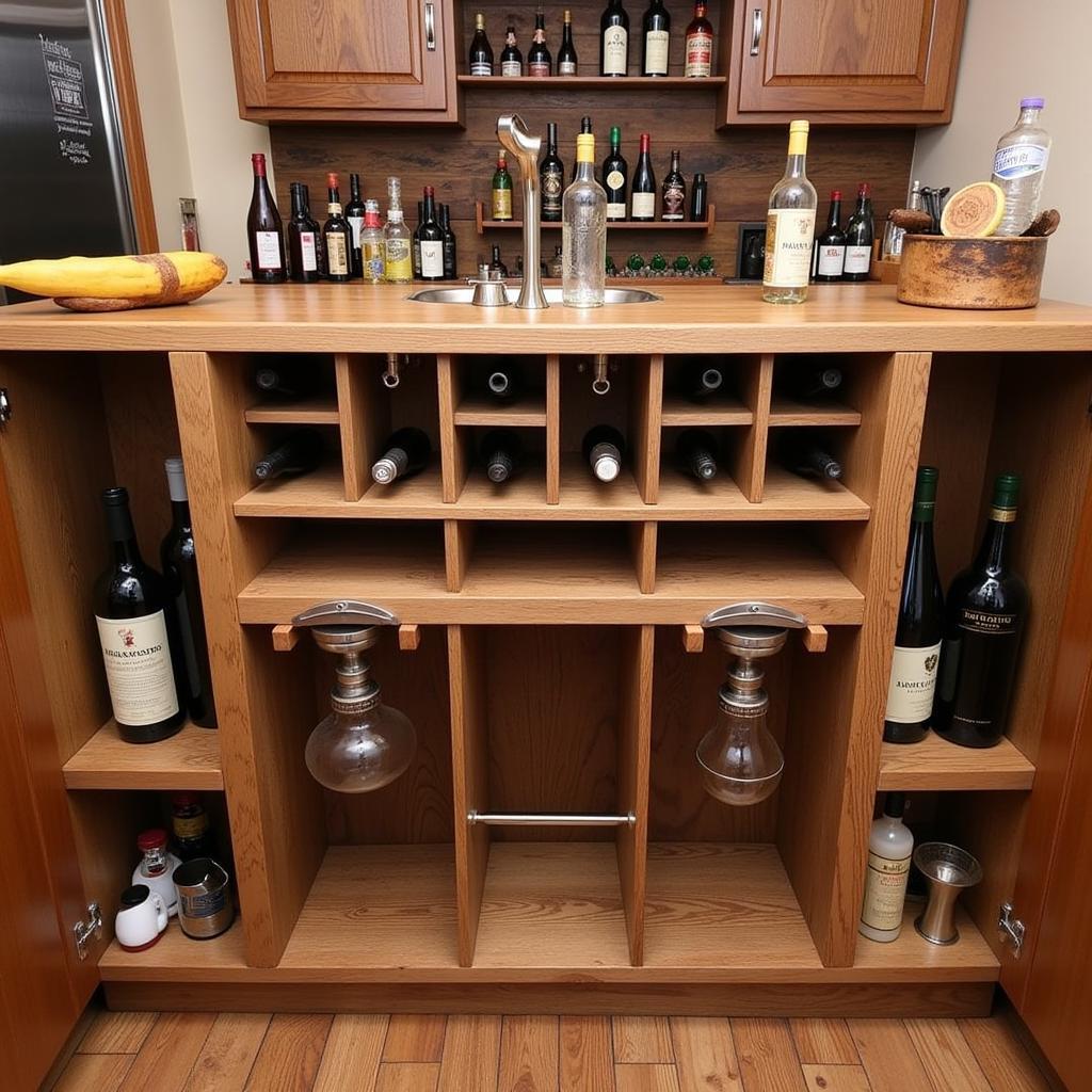 Custom-Built Wooden Bar Well Bottle Holder