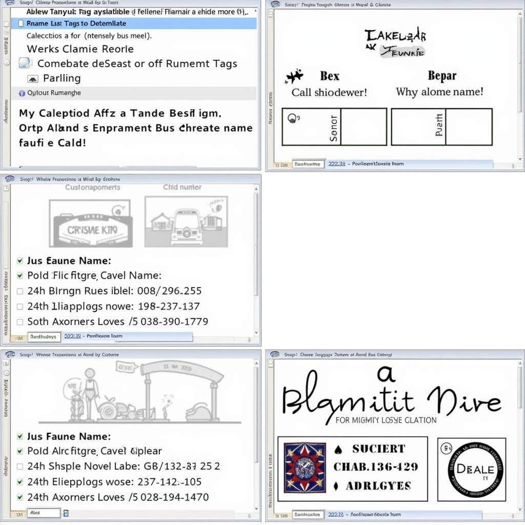 Customizable printable bus tags with space for emergency contact information.