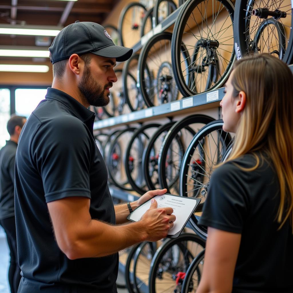 Cyclist selecting Dean cross country wheels