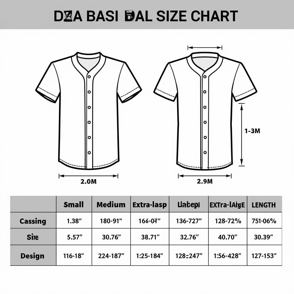 Dad baseball shirt size chart