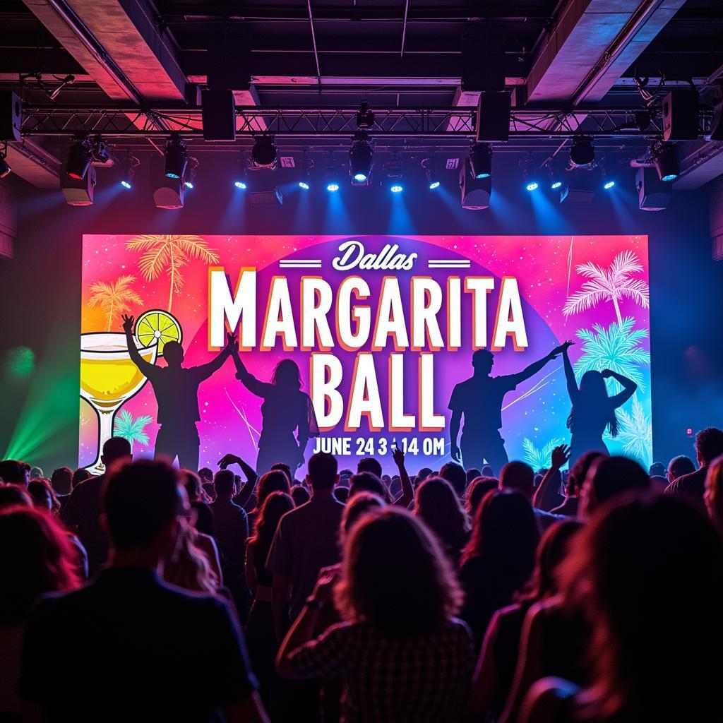 Dallas Margarita Ball event banner with date, time, and location.