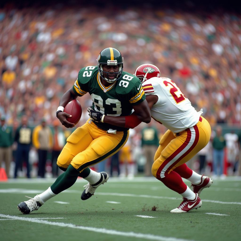 Darrell Green evading a tackle during a game.